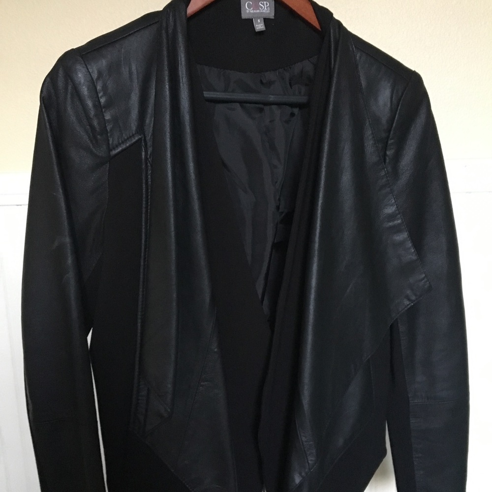Cusp by Neiman Marcus leather and ponte blazer