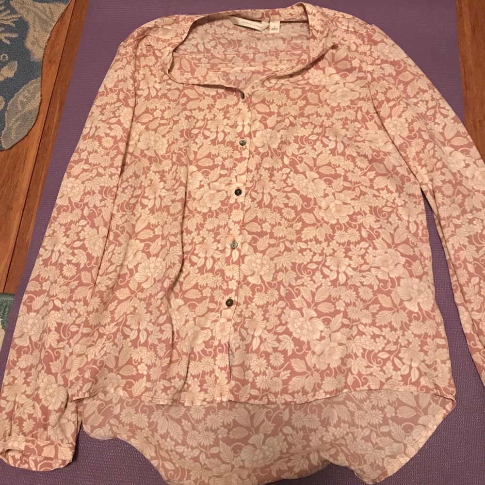 Lauren Conrad pink and cream floral blouse