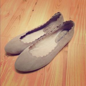 Dress Flats, real suede leather, nude color