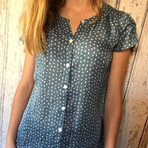 polka dotted banana republic button up shirt