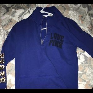 VS bright blue leopard 1/4 Zip