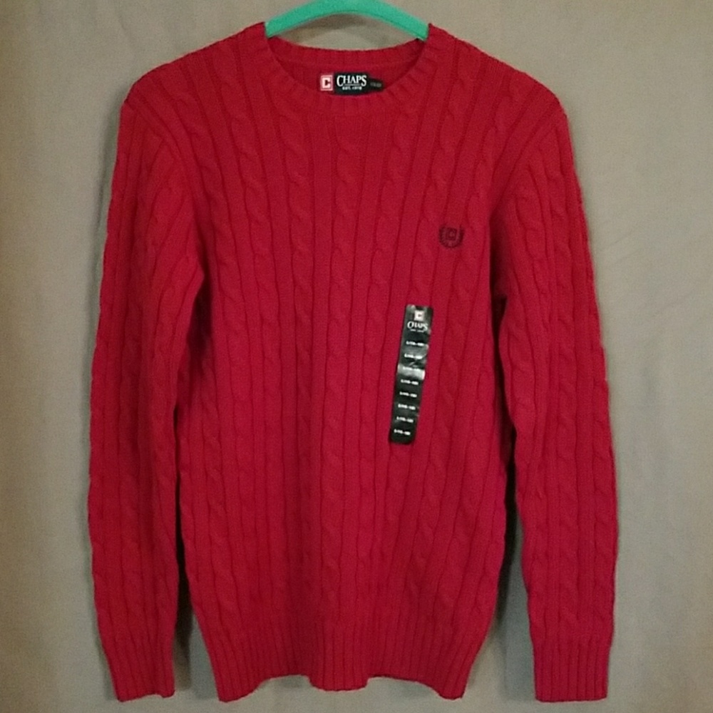 NEW Boy's CHAPS Red Cotton Sweater Large (16-18) - Picture 1 of 4