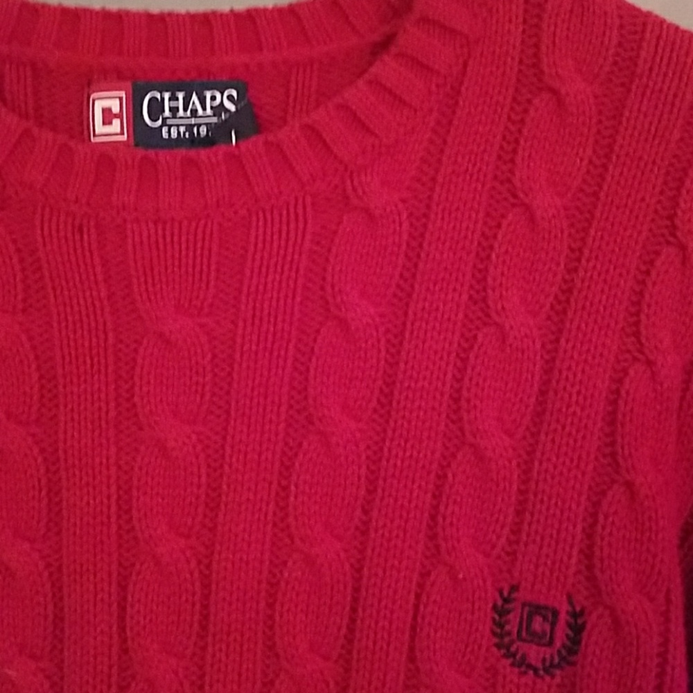 NEW Boy's CHAPS Red Cotton Sweater Large (16-18) - Picture 3 of 4