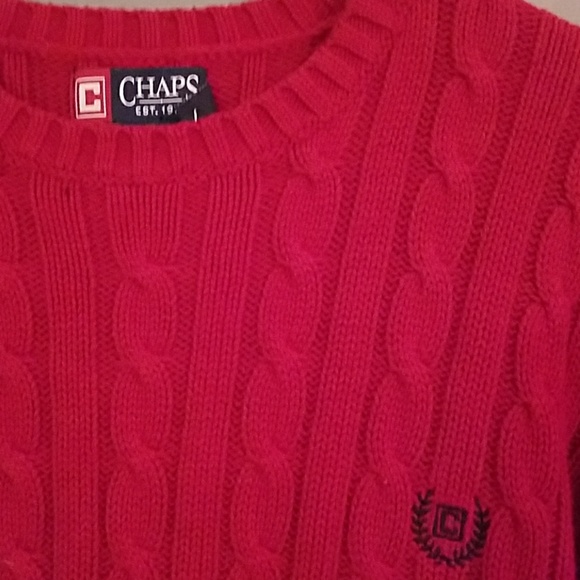 NEW Boy's CHAPS Red Cotton Sweater Large (16-18) - Picture 3 of 4