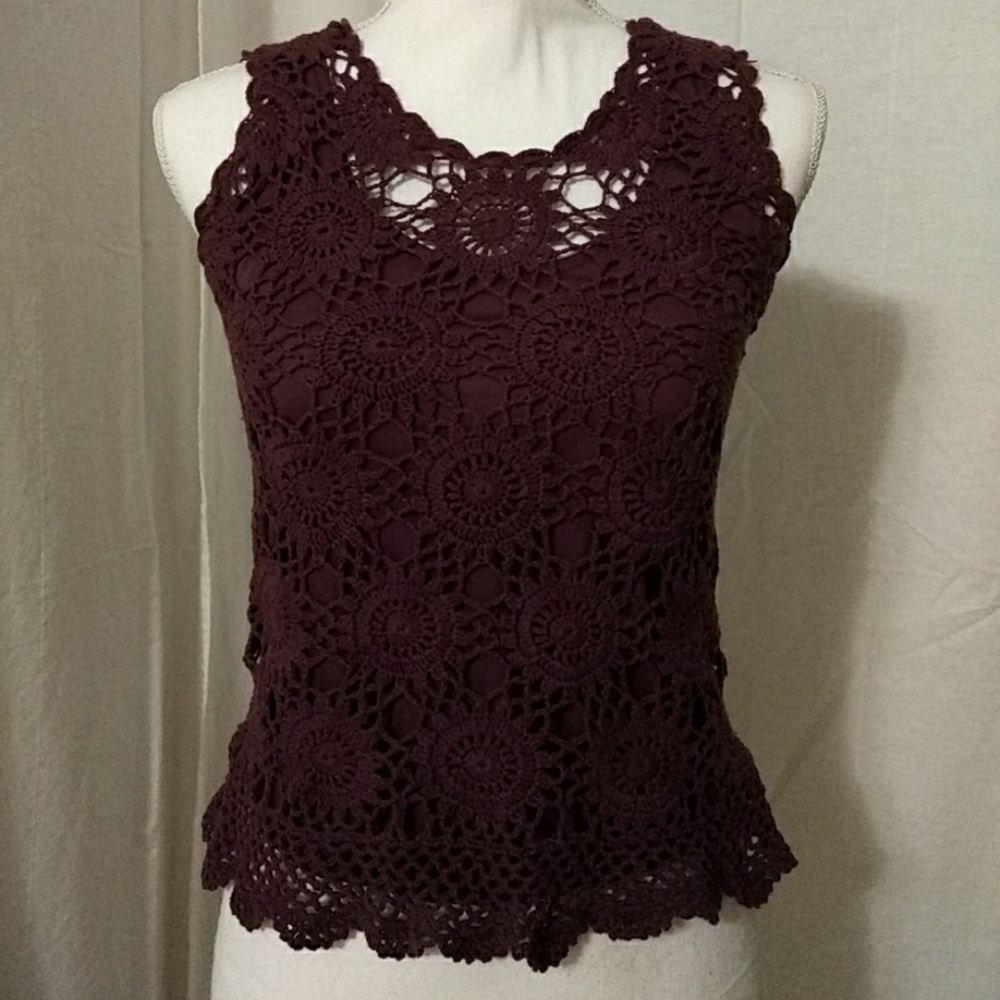NWOT Light Plum Lined Crocheted Tank