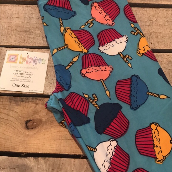 LuLaRoe Pants - NWT LulaRoe OS Cupcake 4th Birthday Leggings