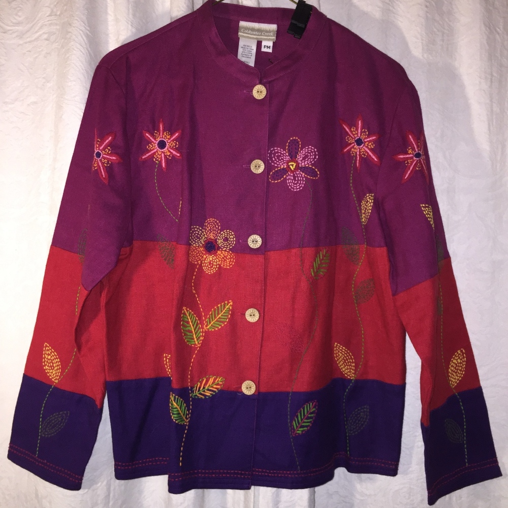 COLDWATER CREEK linen/cotton embroidered top
