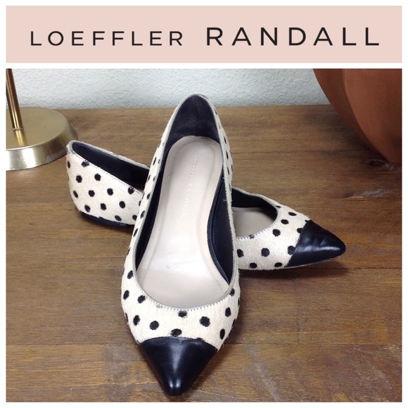 Loeffler Randall Shoes - Loeffler Randall Black & Cream Leather Dot Flats