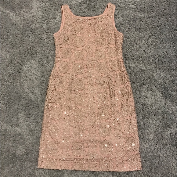 Adrianna Pappell Blush Sequin and Crochet Dress - Picture 2 of 6