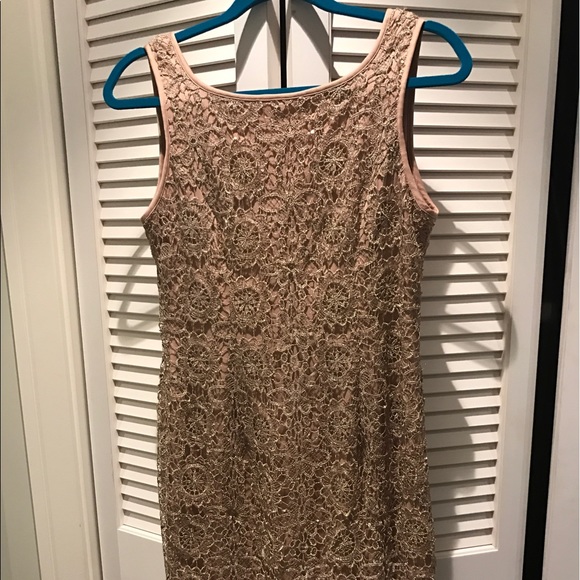 Adrianna Pappell Blush Sequin and Crochet Dress - Picture 4 of 6