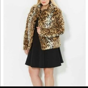 ANIMAL PRINT FAUX FUR COAT