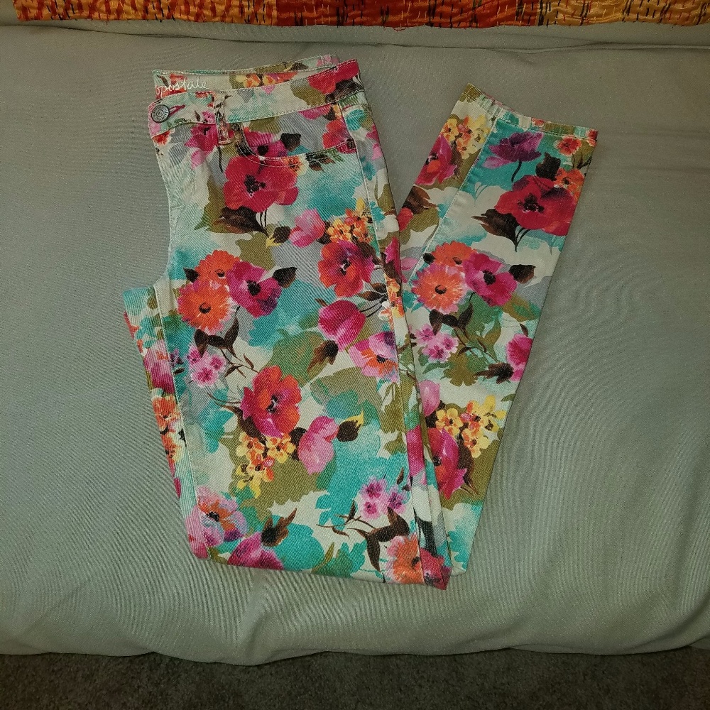 Colorful, Floral print denim jeans