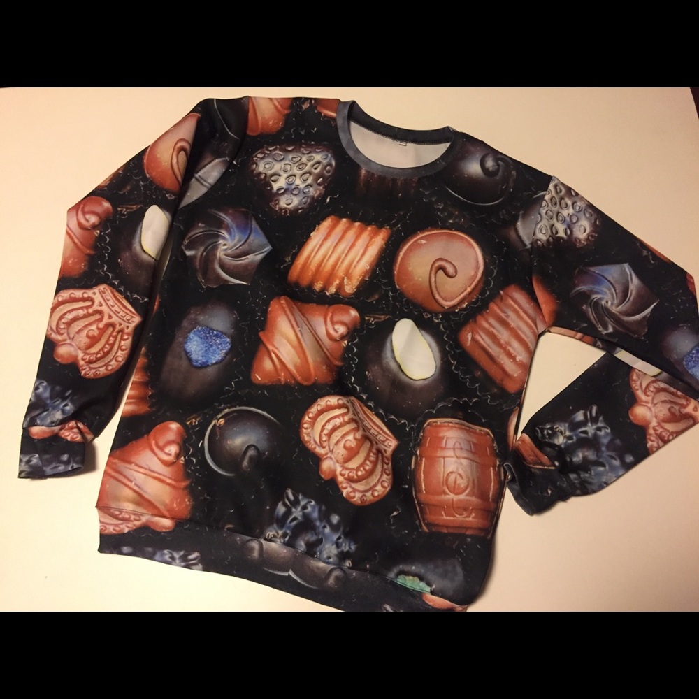 Chocolate print scuba crew neck top