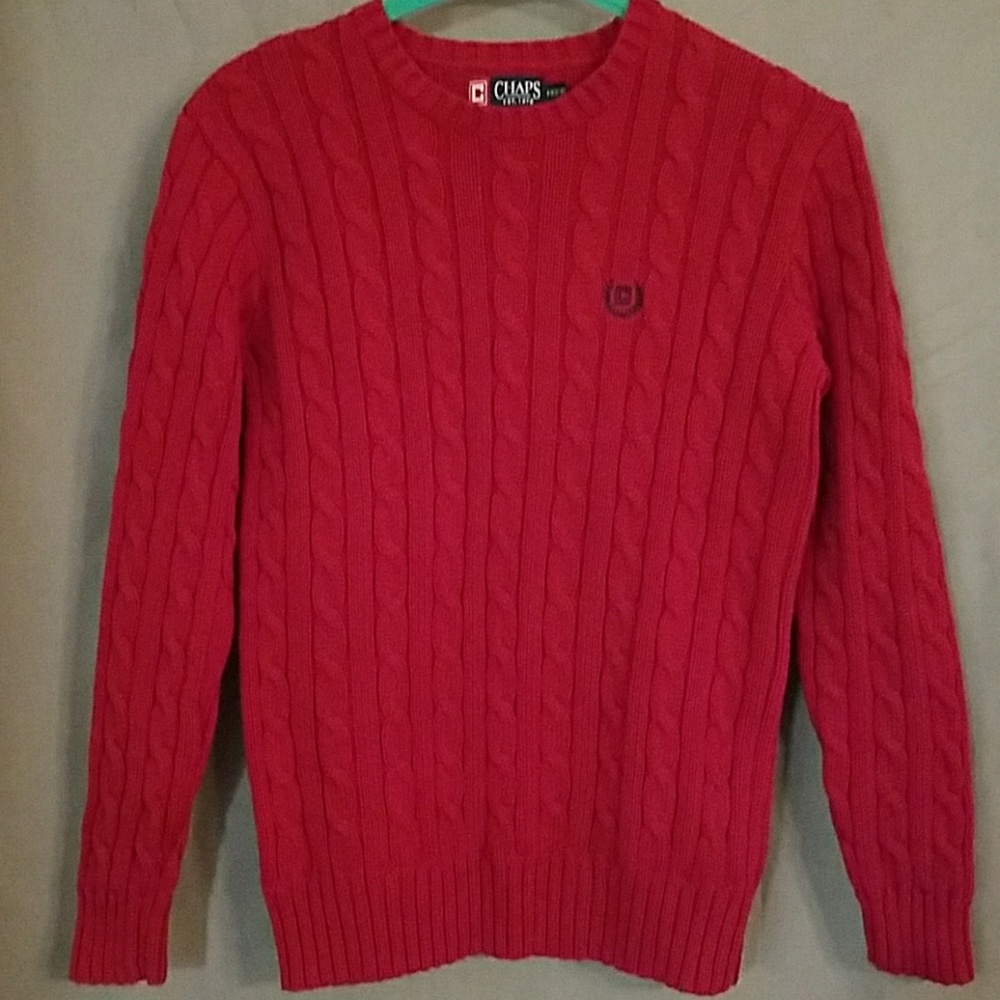 NEW Boy's CHAPS Red Cotton Sweater Medium (12-14) - Picture 1 of 4