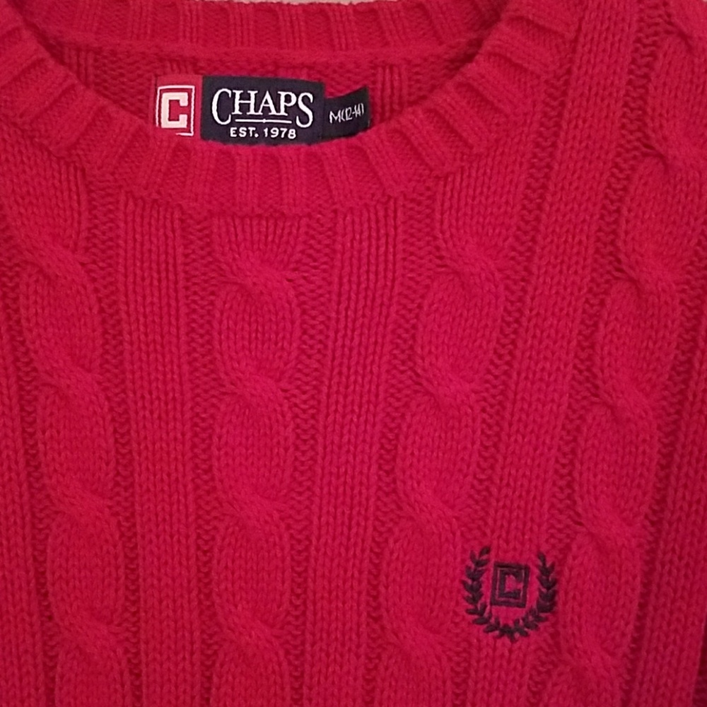 NEW Boy's CHAPS Red Cotton Sweater Medium (12-14) - Picture 3 of 4