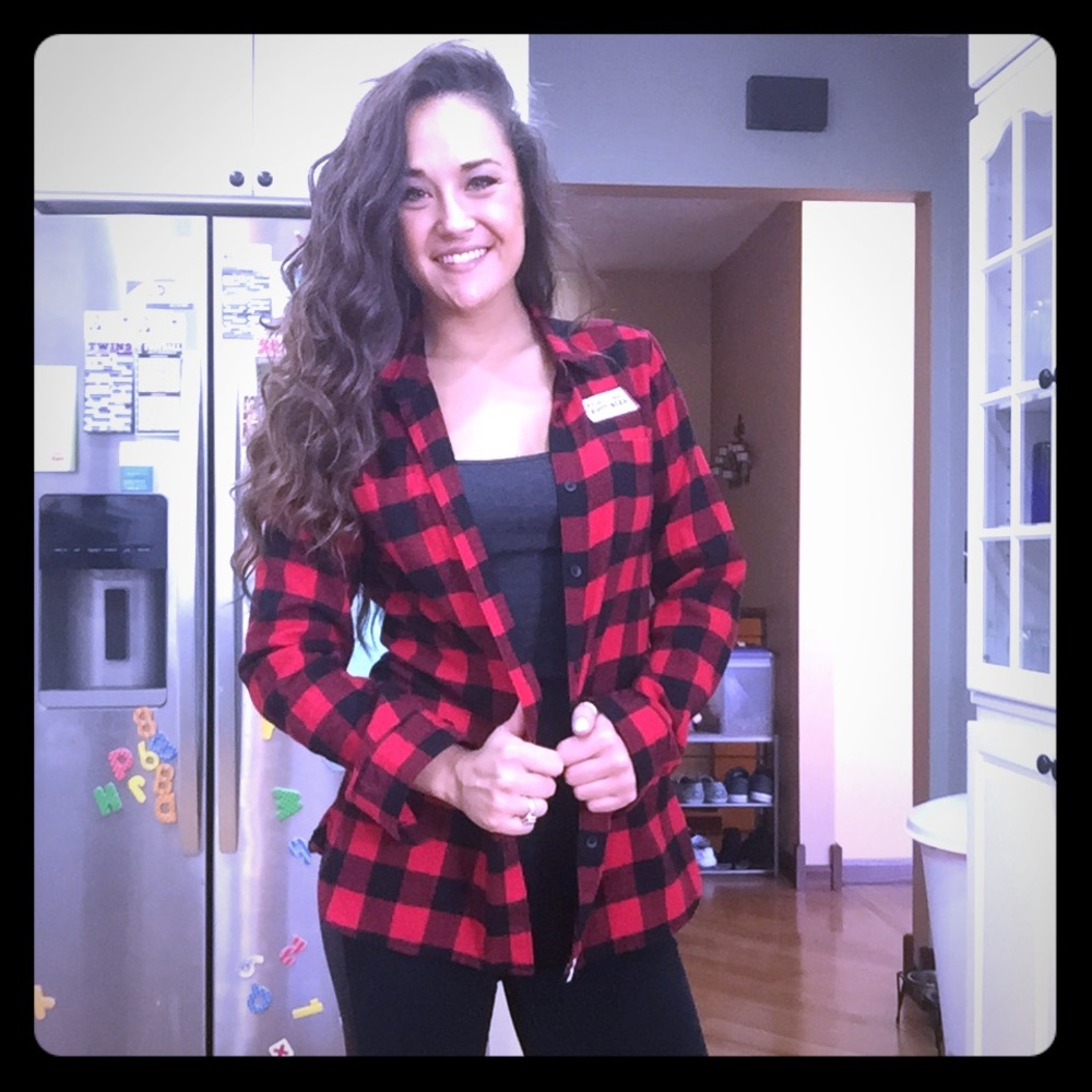 Plaid red button down