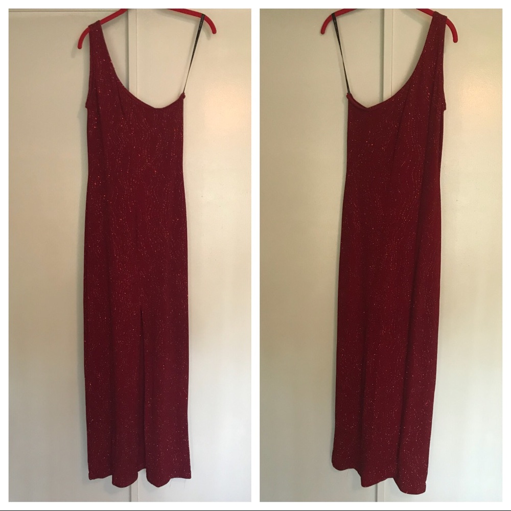 Red formal dress (wedding, prom, winter formal).
