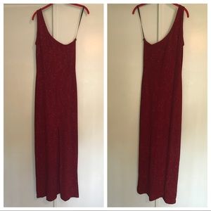 Red formal dress (wedding, prom, winter formal).