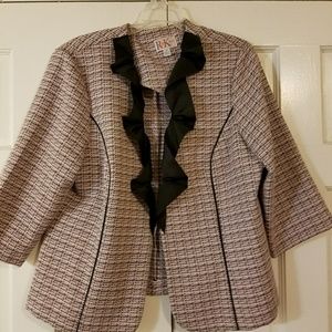 Pink blazer with ruffle lapel