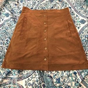 Brown suede mini skirt