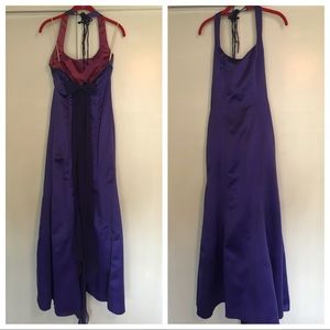 Red formal dress (wedding, prom, winter formal).