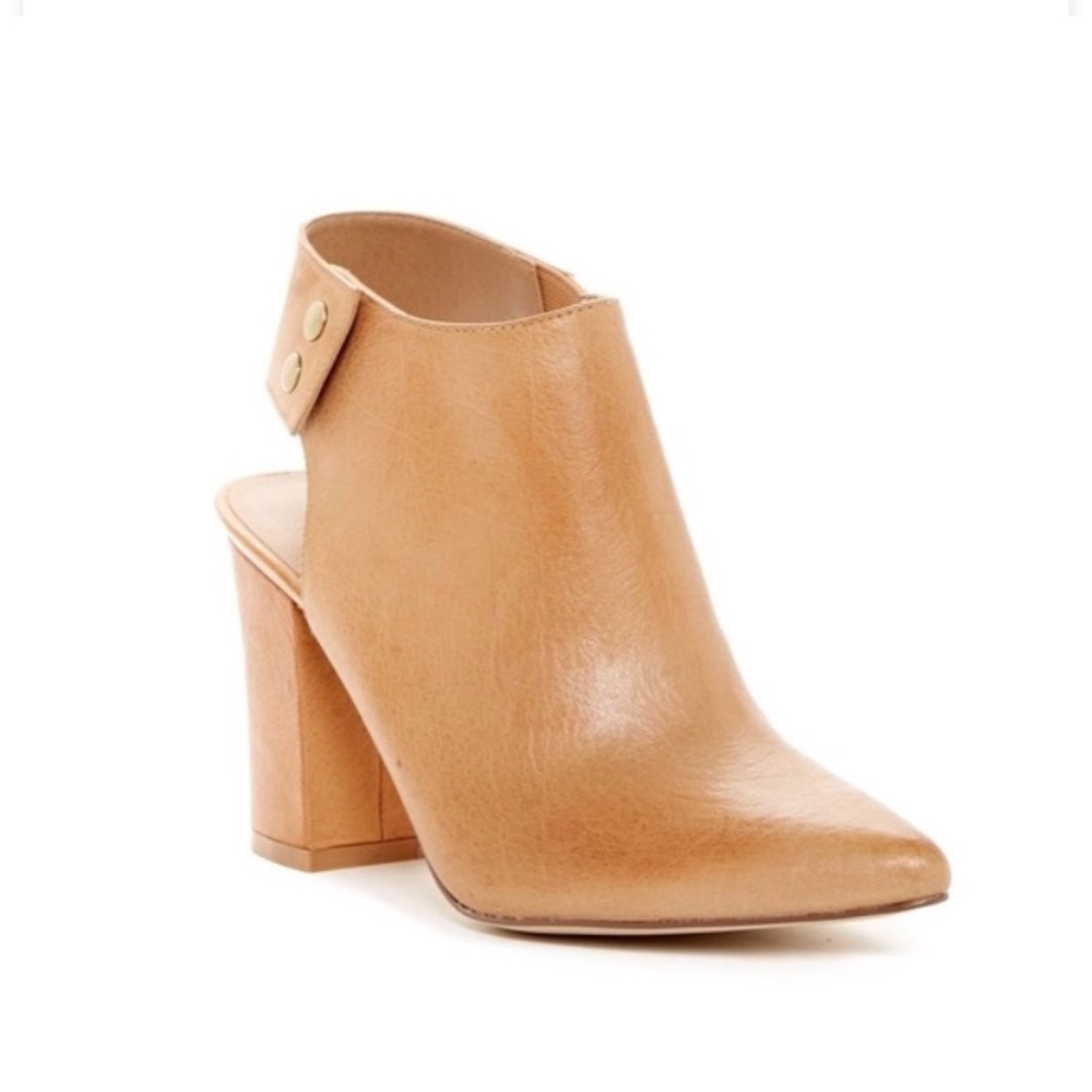 Cognac BOOTIE sling back CUT OUT block heel 9.5