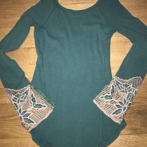 Free People lace sleeve thermal