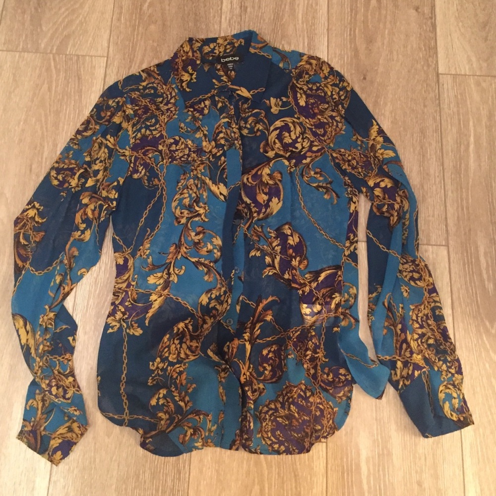 Bebe Sheer Button Blouse
