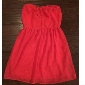Coral strapless sundress