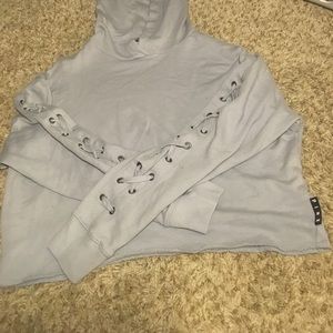 Vs pink cropped lace up pullover