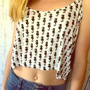 Divided black and white womens crop top