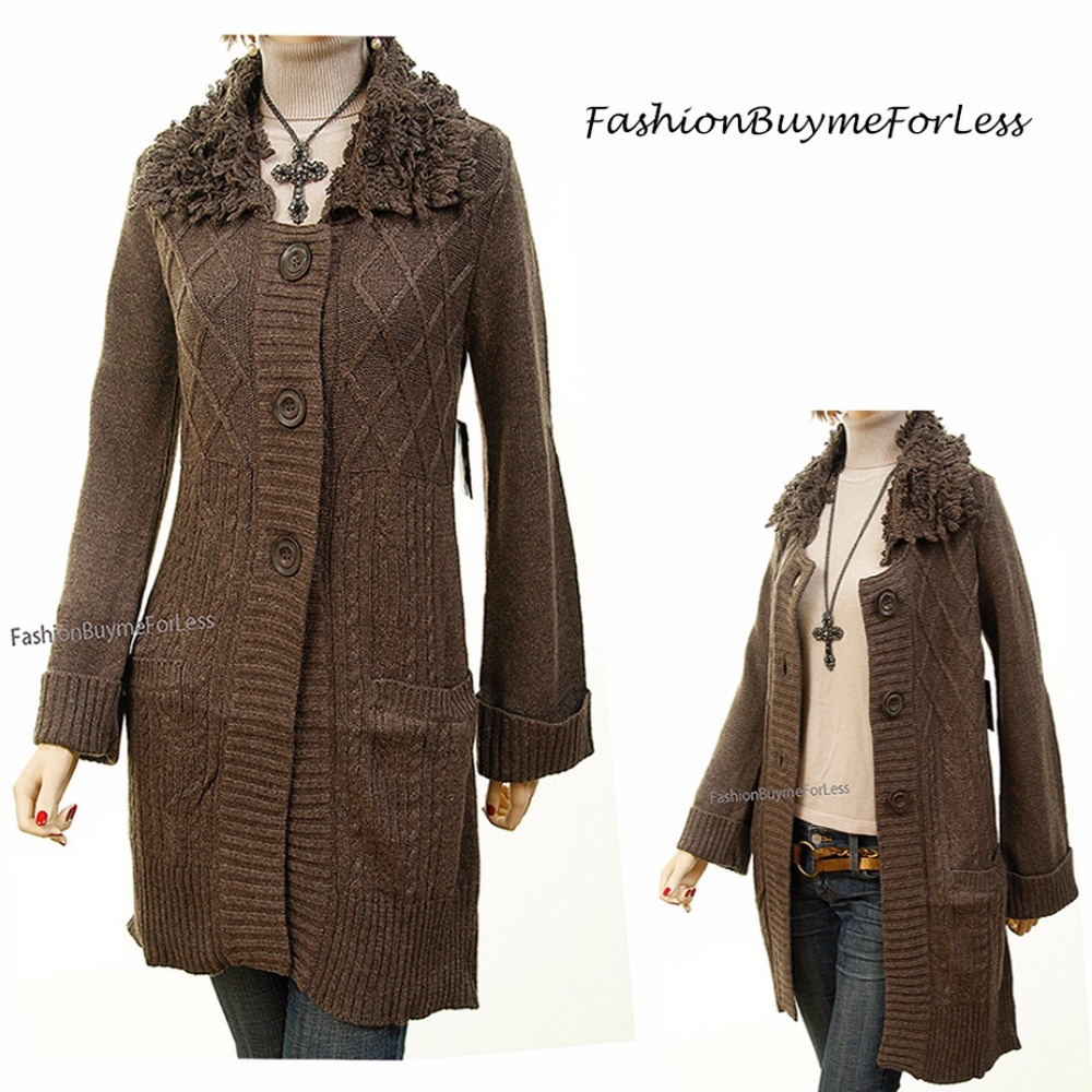 Haute BOHO Wool Knit Fringed Sweater Cardigan Coat