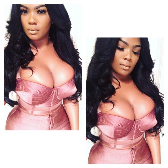 Mauve Silk Bustier and Silky High Waisted Jeans - Picture 2 of 2