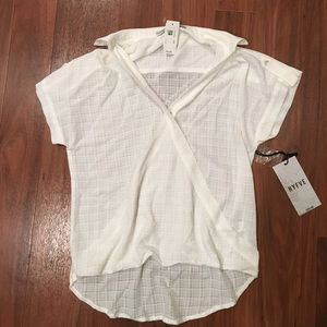 White polyester wrap blouse shirt