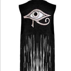 Killstar Genuine Suede Fringe Vest embroidery goth