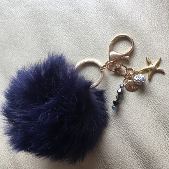 Accessories - Charming nautical navy blue Pom Pom shell 🐚 charm