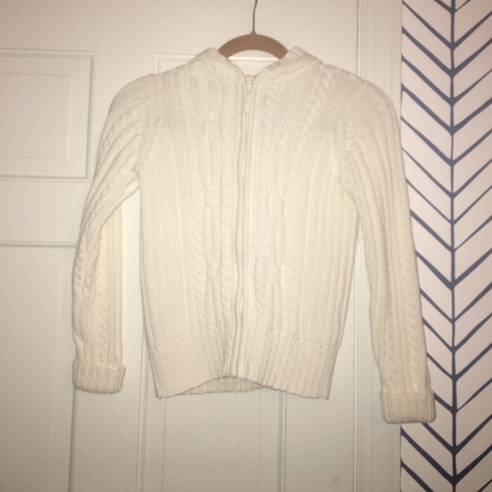 Cream Lands’ End zip up sweater
