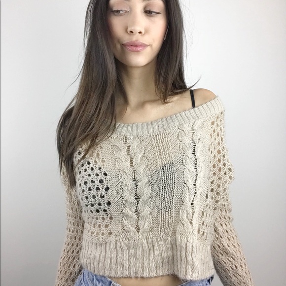 Cropped, Sheer Sweater - Picture 1 of 4