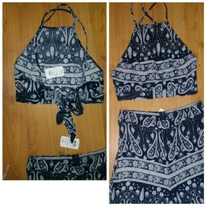 Windsor Palazzo Pants & Halter Crop Top NWT Sz M