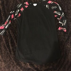 LulaRoe XS Lipstick Print Randy Baseball Shirt