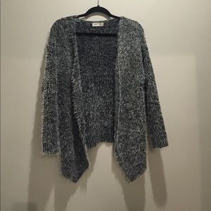 Bear Dance Black and Grey Fuzzy Oversized Cardigan