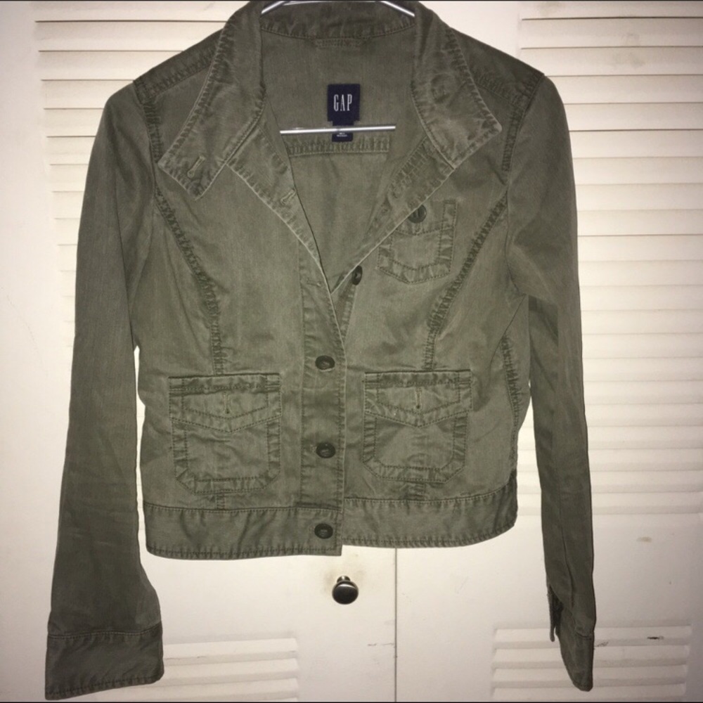 Army Green Gap Jacket Super Cute EUC Size 4