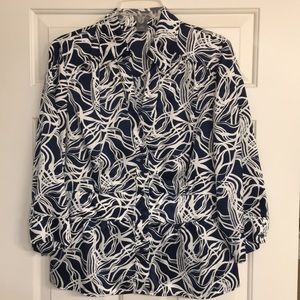 Ann Taylor Blue and White Blouse