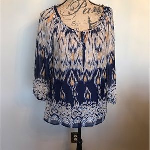 Navy gold & cream sheer top w/ Cami liner