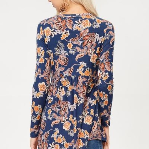 FLORAL PRINT PEPLUM TOP - Picture 2 of 2