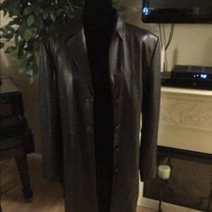 Full length black trench leather