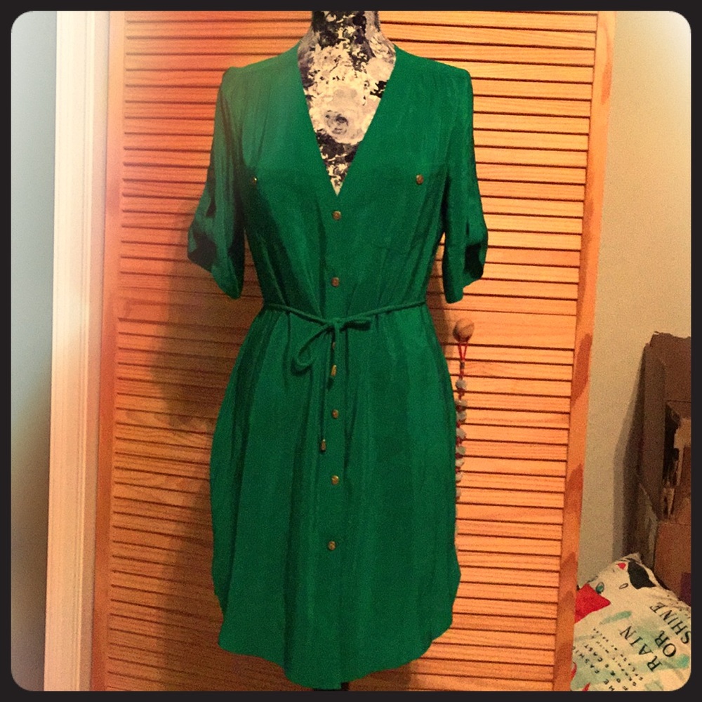 Gorgeous 100% Silk Kelly green dress ❤️