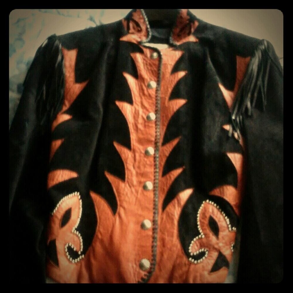 Leather and Suede Fringed Jacket