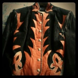 Leather and Suede Fringed Jacket