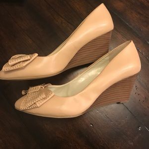 Nude BCBG wedges